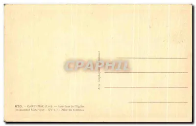 Carenac (Lot) — Interior da Igreja — Mise au tombeau — Arts Graphiques Toulouse — Verso