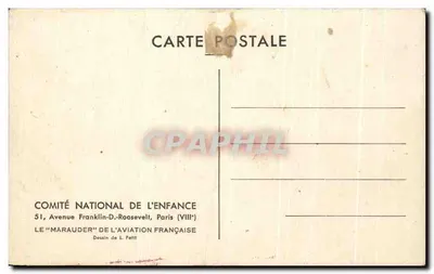Le "Marauder" — avion de chasse français — dessin de L. Petit, éditeur COMITÉ NATIONAL DE L'ENFANCE — Verso