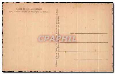 Arc de Triomphe — Place de l'Étoile — Éditions d'Art GUY — Rewers