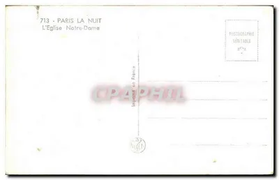 Notre-Dame de Paris — vista noturna — Impresso na França n°713 — Verso