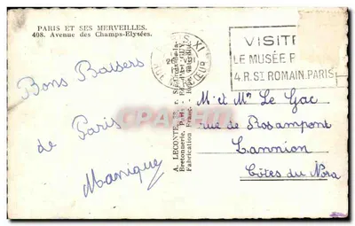 Paryż — Aleja Champs-Élysées — wydawca Paryż i jego Cudowności, n°408 — Rewers