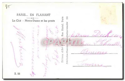 Paris — Notre-Dame e os pontes — Éditions d'Art, Paris — Verso