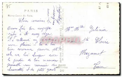 Notre-Dame de Paris — vista da fachada — Éditions de Luce Estef, n°210 — Verso