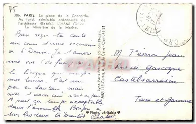 Praça da Concórdia — Obélisco de Luxor — Edições Ly na, n°306 — Verso