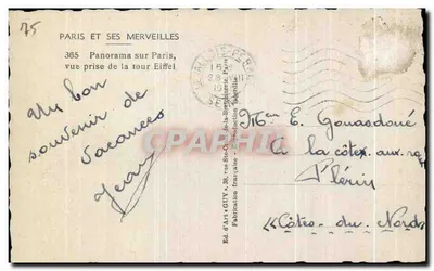 Parijs en zijn wonderen — Panorama van Parijs, uitzicht genomen vanaf de Eiffeltoren — Ed. d'Art GUY — Achterkant
