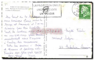 Basílica do Sagrado Coração — colina de Montmartre — André LECONTE, n°1023 — Verso