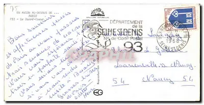 Sacré-Cœur — vue aérienne — Éditeur : Département de la Seine-Saint-Denis, No de Code Postal 93 — Verso