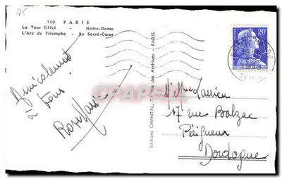 Parigi — Torre Eiffel, Cattedrale di Notre-Dame, Arco di Trionfo, Sacré-Cœur — Chantal — Verso
