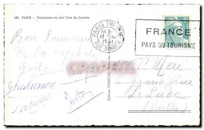 Paris — Panorama visto dos Telhados do Louvre — Éditions Chantal, n°486 — Verso