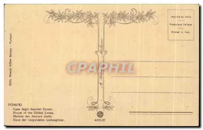 Pompeya — Casa de los Amores Dorados — Edición Grand Hôtel Suisse — Reverso