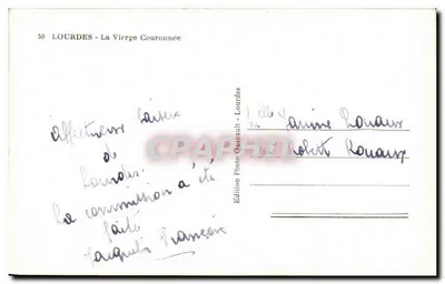 Lourdes - La Vierge Couronnée — Édition Photo Quinault - Lourdes, n°50 — Verso