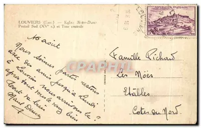 Louvières (Eure) — Igreja de Nossa Senhora, Portal Sul (século XV) e Torre central — C. Rim — Verso