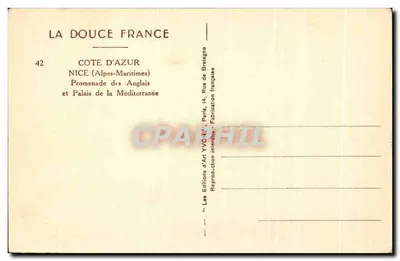 NICE — Promenade des Anglais i Pałac Morza Śródziemnego — Yvon — Rewers