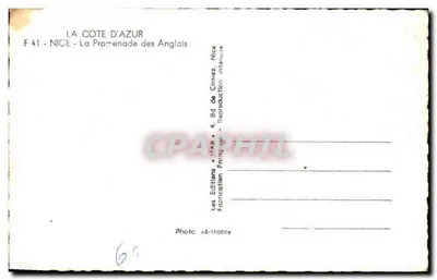 A Costa do Azul — Promenade dos Ingleses — Les Éditions de la Côte d'Azur, Nice — Verso