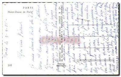 Nossa Senhora de Paris — vista da fachada — Estel, n°210 — Verso
