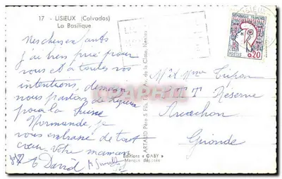 A Basílica de Lisieux — editor Gaby, n°17 — Verso