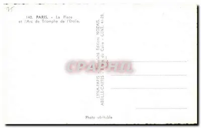 Paryż — Plac Gwiazdy i Arc de Triomphe — Éditions Nozaïs, n°140 — Rewers