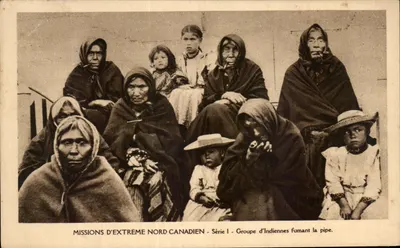 Missões do Extremo Norte Canadense - Série I - Grupo de Indígenas Fumando a Pipe