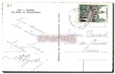 Paris — A Sena e a Notre-Dame — Éditions du Globe — Verso