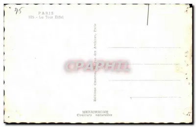 La Tour Eiffel — vue de la place de la Concorde avec bassin et allées — Éditions Chantel, Paris — Verso
