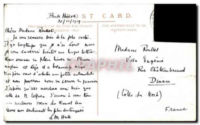 Bilhete postal antigo Castelo de Tattershall — Verso