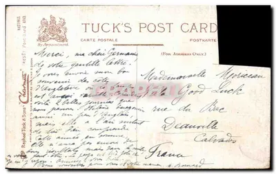 Bilhete postal antigo Castelo Ruínas Hastings — Verso