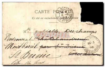 Les Bords de la Rance — Vue d'un chemin bordé d'arbres avec un petit bâtiment — Éditeur G. F. (n° 1122) — Verso