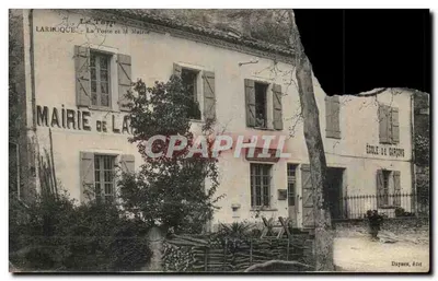 Bilhete postal antigo Larroque A Postagem e a Prefeitura
