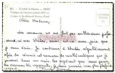 St Julien le Pauvre — Zrujnowany portal (XIII wiek) — J.M. (n° 201) — Rewers