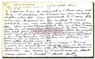 Praça da Bastilha — coluna de Julho (1831-1840) — Paris e suas maravilhas, n° 3058 — Verso
