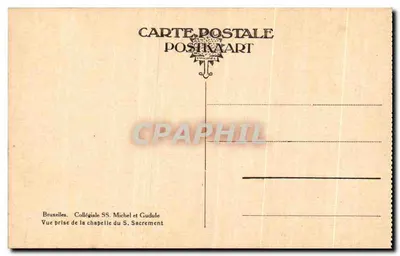 Capela do Sagrado Coração — Colegiata São Miguel e São Gudule — Bruxelas — Carta Postal Postvaart — Verso
