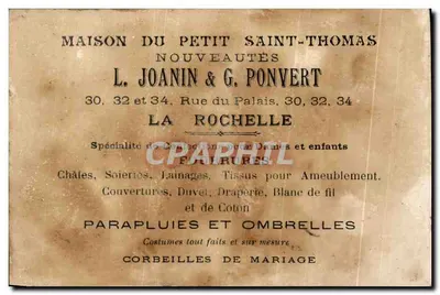 Chromo Wystawa Uniwersalna z 1900 roku Joanin i Ponvert Ulica Pałacu La Rochelle — Rewers
