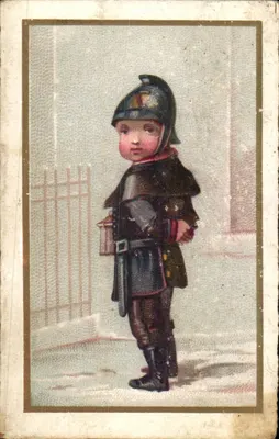 Pequeno soldado em armadura — ilustração publicitária — Fábrica Central de Chichória Candelier em St-Olle-lès-Cambrai (Nord)