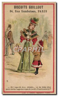 Mulher e criança — cena de jardim — Lith. J. Minot, Paris