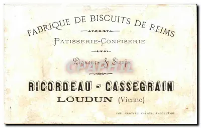 Crianças brincando com um trenó — editor Ricordeau-Cassegrain, Loudun — Verso