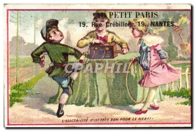 Au Petit Paris — Gustave Cahen, 19 Rue Crébillon, Nantes — publicidade sobre a eletricidade