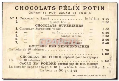 Chromo Felix potin — Verso