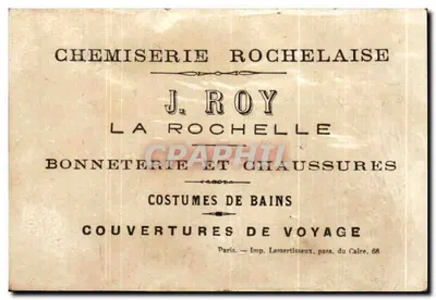 Rozenperk — reclameansichtkaart voor de Chemiserie Rochelaise J. Roy — uitgever Imp. Lessertisseux, Parijs — Achterkant