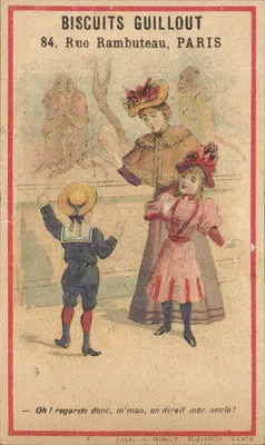 Família à beira da água — Biscuits Guillout — Lit. J. Minot, Paris