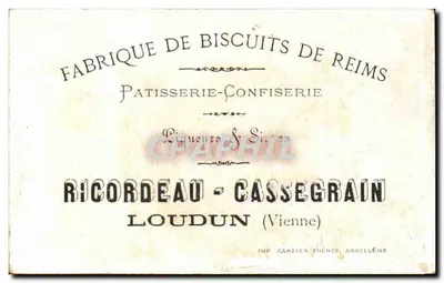 Bambino e adulto che giocano con un ramo di lauro — illustrazione — Ricordeau-Cassegrain, Loudun — Verso