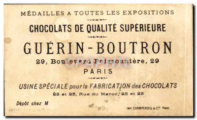A visita aos coelhos — Chocolate Guérin-Boutron — Verso