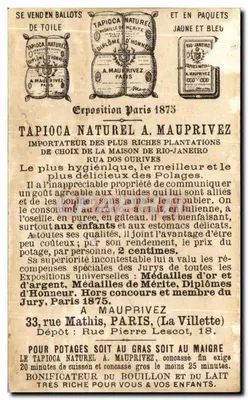 Tapioca Natural — Publicidade para a marca A. Mauprivez — Paris — Verso