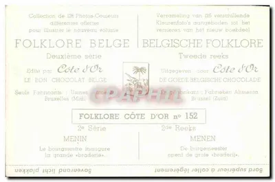 Menen — Burmistrz otwiera wielką 'braderie' — Côte d'Or, n° 152 — Rewers