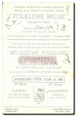 Tapete de areia diante da capela — Flandres — Segunda série, n°144 — Editado por Côte d'Or — Verso