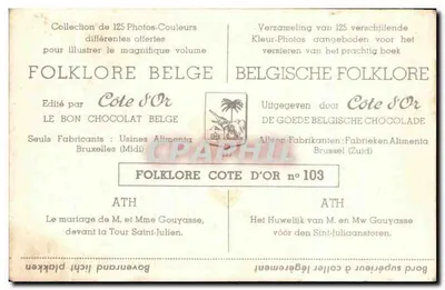 Boda de M. y Mme Gouyasse — frente a la Torre Saint-Julien — Cote d'Or n°103 — Reverso
