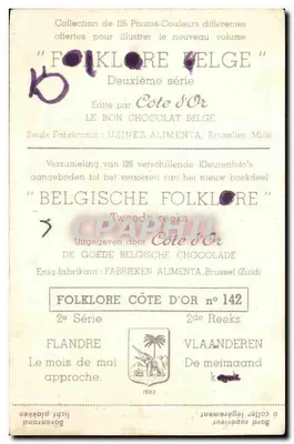 Flandre — Le mois de mai approche — Côte d'Or, série 2, n°142 — Verso