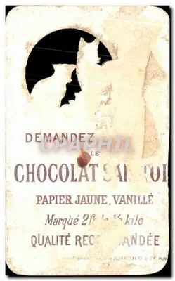 Mulher e gatos — propaganda para o chocolate Saintoin — editor: Blan Sberg & Cie, Nancy — Verso