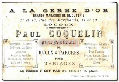 Paul Coquelin — Menino pescador — Editor: Paul Coquelin, 11 e 13 rua dos Mercadores, Loudun — Verso