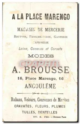 Chromo na placu Marengo Brousse Angoulême Ptaki — Rewers