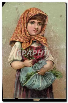 Menina com coifa com motivos — segurando um saco de plantas — Paul Maireresse, Cambrai